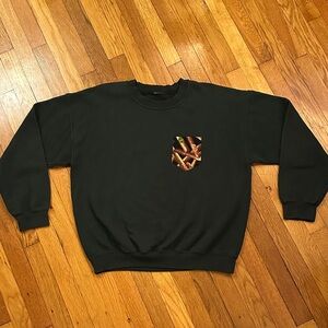 Men's Dark Green Crewneck Sweatshirt with Cigar Patterned Chest Pocket Medium